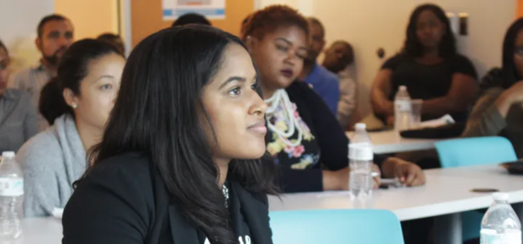 participants in the program listening attentively